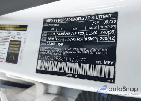 2020 Mercedes-Benz Glc 300 4Matic из США, поврежденный, VIN W1N0G8EB8LF825377